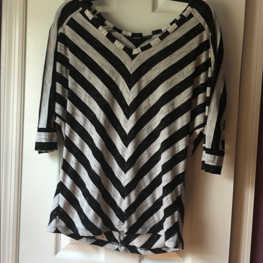 Quarter Sleeve Black and Grey Stripped Blouse